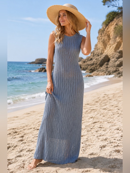 Le AL.X Dresses & Skirts - Le AL.X Crochet knit sleeveless  Maxi Dress